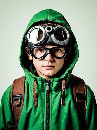 Realistic Green Hooded Costume Boy