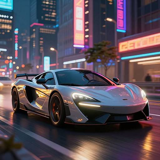 Cyberpunk 3D Sports Car Night Scene