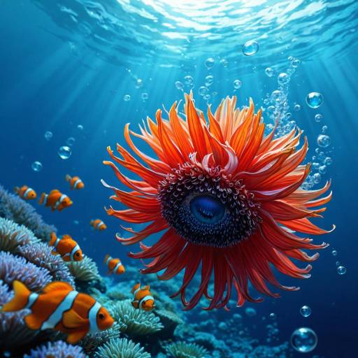 Dancing Clownfish Underwater in Anemone Dancing Clownfish Underwater in Anemone