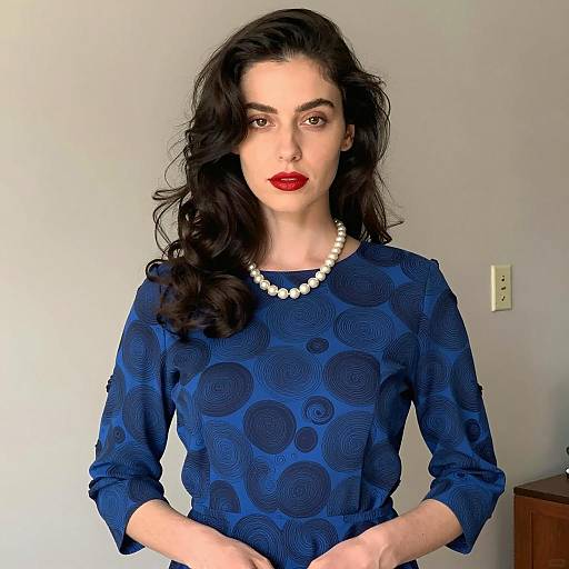 Elegant Woman in Blue Dress Portrait