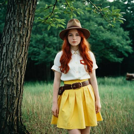 Young Woman in Yellow Skirt Outdoors