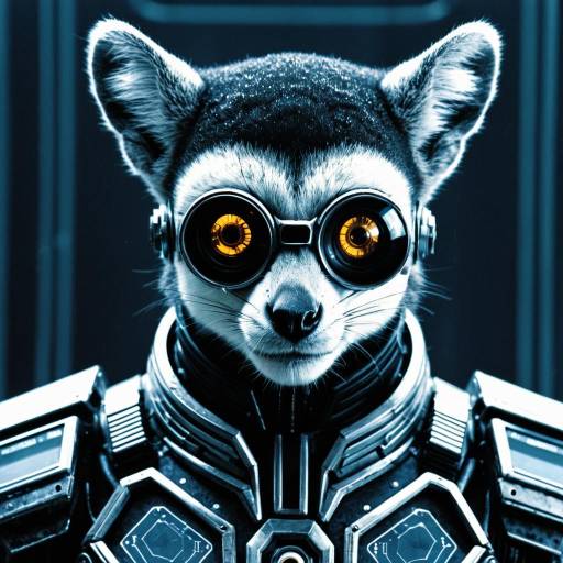 Futuristic Cyborg Lemur with Crystalline Design