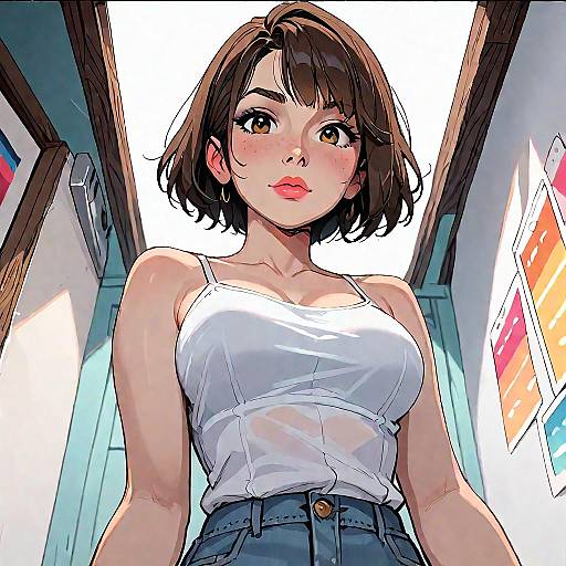 Anime Girl POV Screencap with Camisole