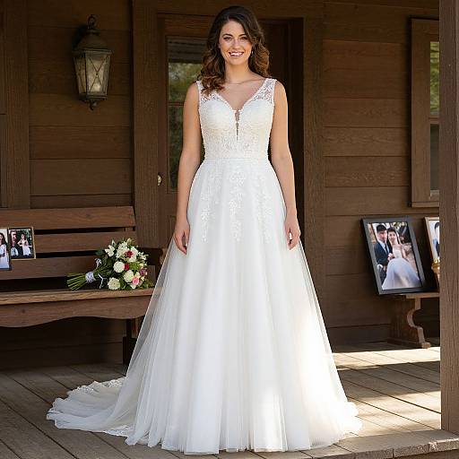 Smiling Bride on Rustic Porch