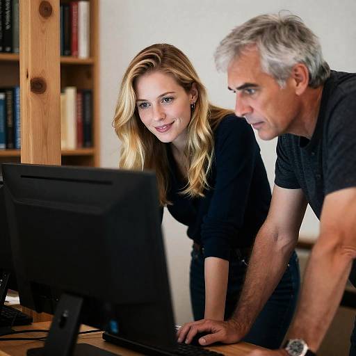 Engaged Duo in a Cozy Workspace