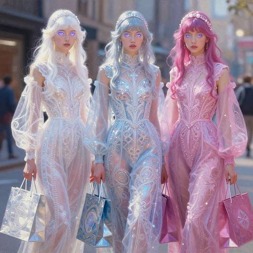 Cyberpunk Fashion Models on Toned Paper