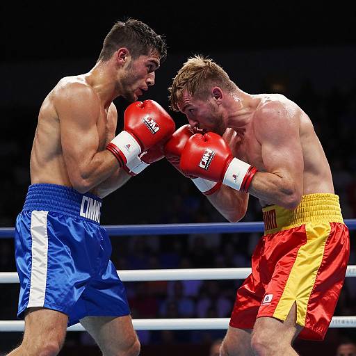 Dynamic Boxing Match Under Bright Lights