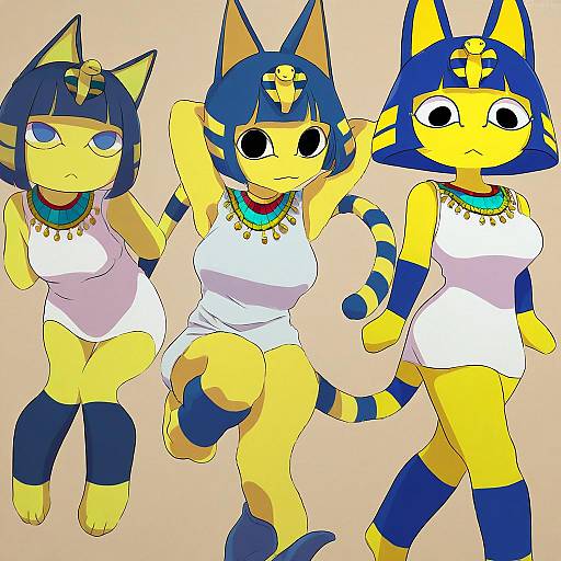 Illustration of Ankha (animal crossing), animal crossing in the style of Akagi (fmttps)