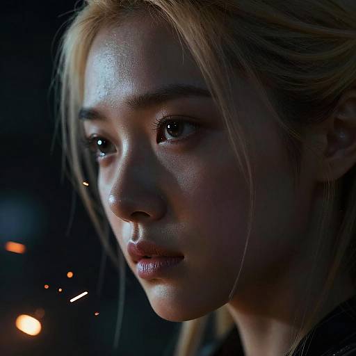 Cinematic Close-Up of Woman with Blonde Hair