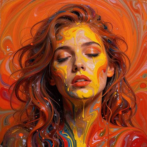 Vibrant Fluid Portrait Pour Art