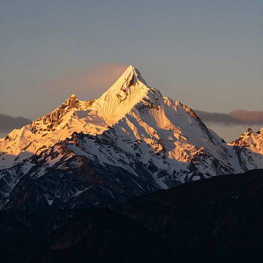 Golden Sunset on Snow-Capped Mountain