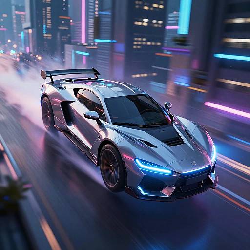 Futuristic Bullet in Cyberpunk City