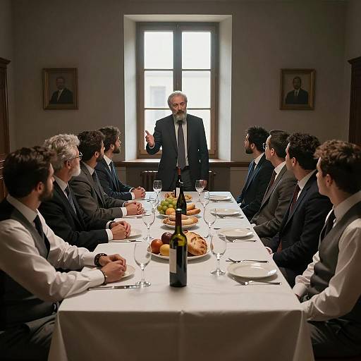 Men Gathered for a Formal Feast