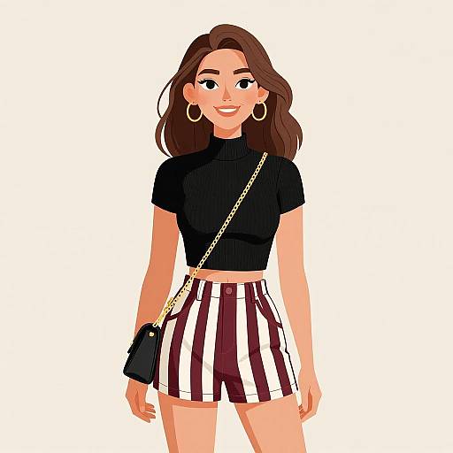 Smiling Woman in Chic Casual Outfit