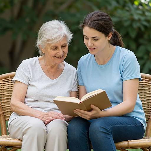 Warm Outdoor Moment Between Caregiver and Elderly Woman