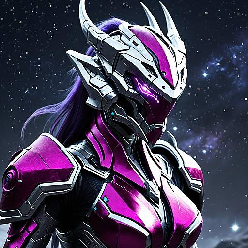 Futuristic Female Dragon Cyborg in Cosmic Armor