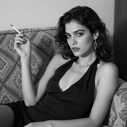 Elegant Woman in Black and White Photography