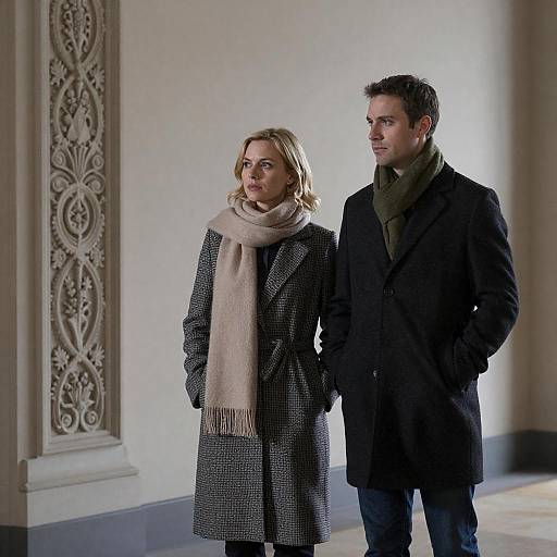 Couple in Ornate Hallway Photograph