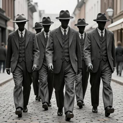 Surreal Procession of Vintage Statues