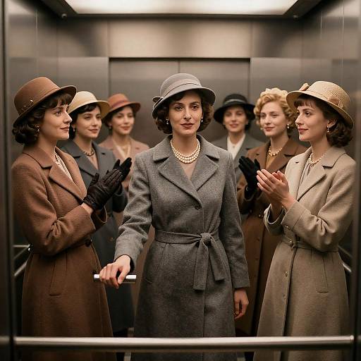 1920s Women in Elegant Elevator Setting