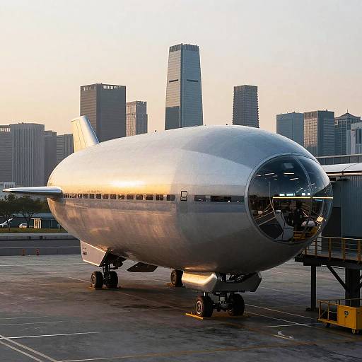 Futuristic Blimp Docked at Skyport