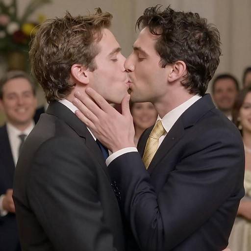 Passionate Kiss in a Crowded Room