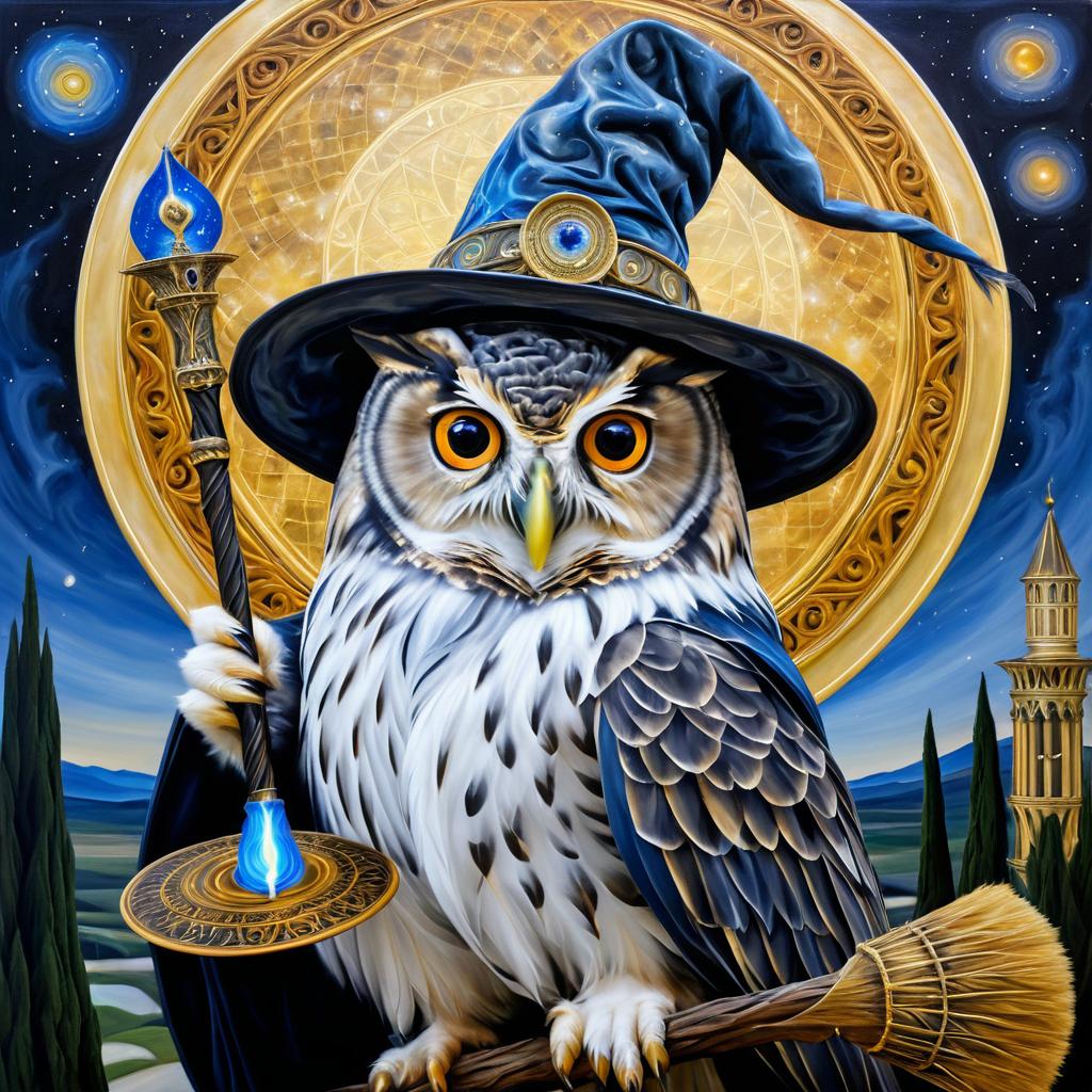 Surreal Renaissance Owl Honoring Athena