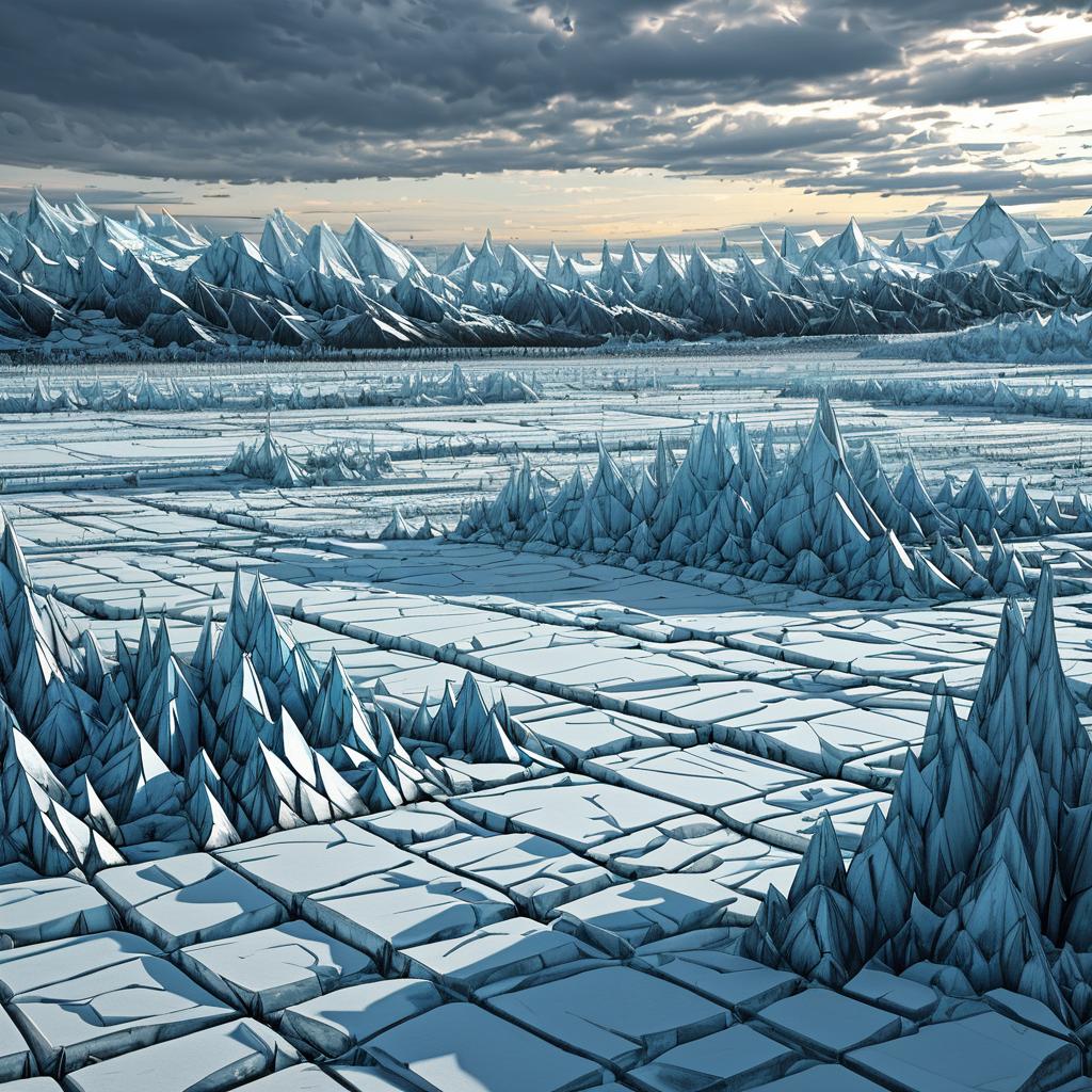 3D Wireframe Glacier Landscape Visualization