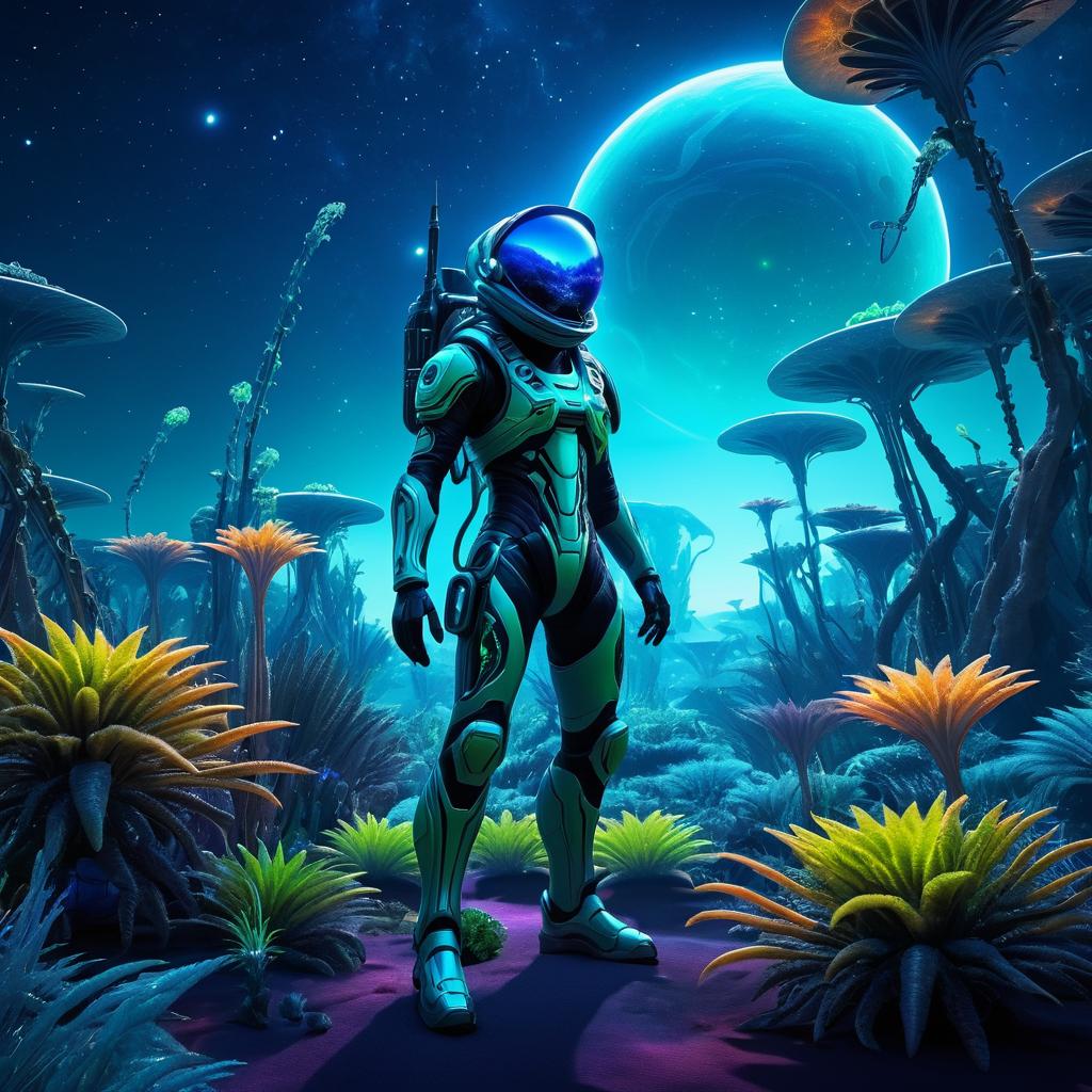 Detailed Alien Explorer on Distant Planet