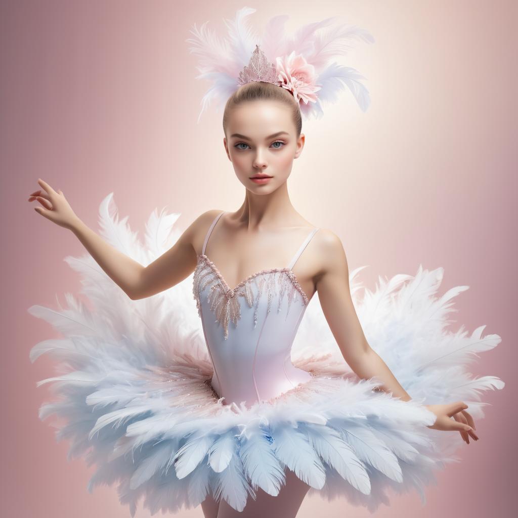 Elegant Ballerina in Feather Tutu