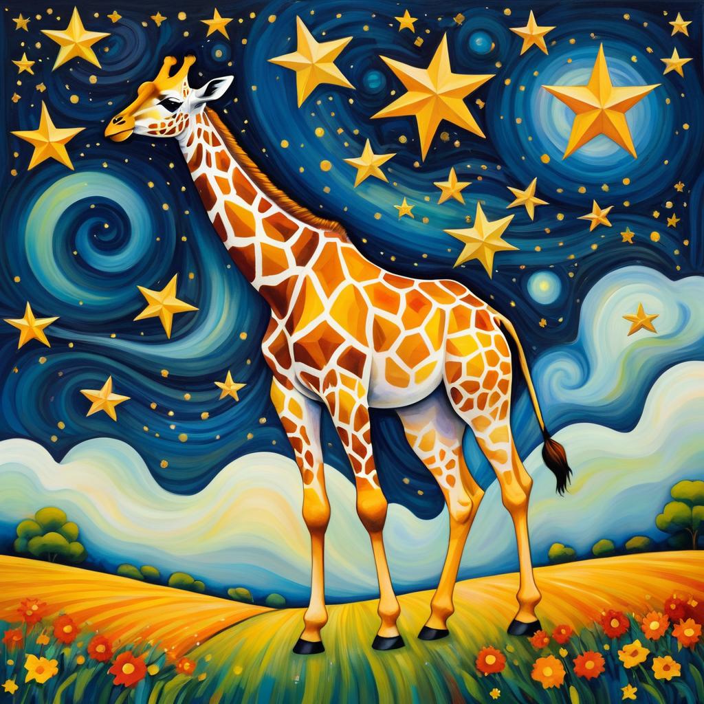 Surreal Giraffe Flying Through Stars