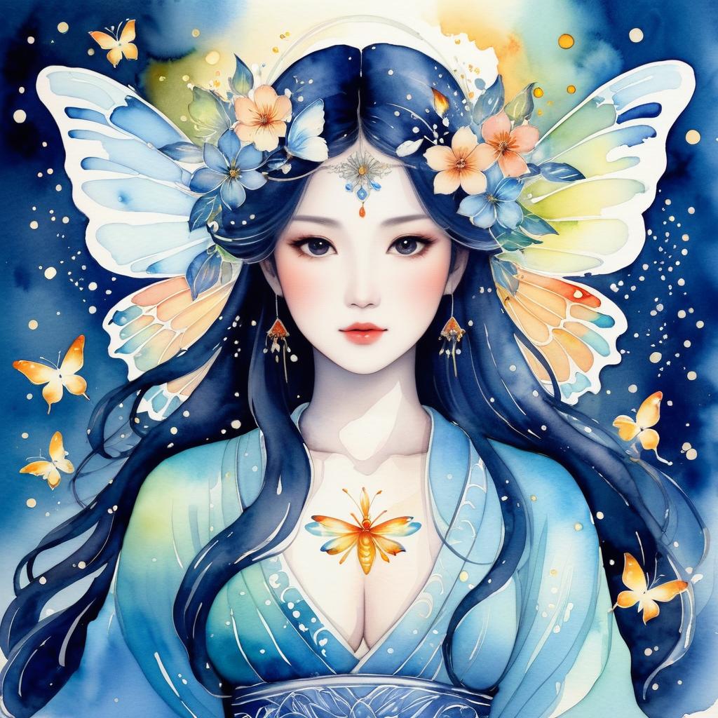 Spectral Goddess in Watercolor Masterpiece