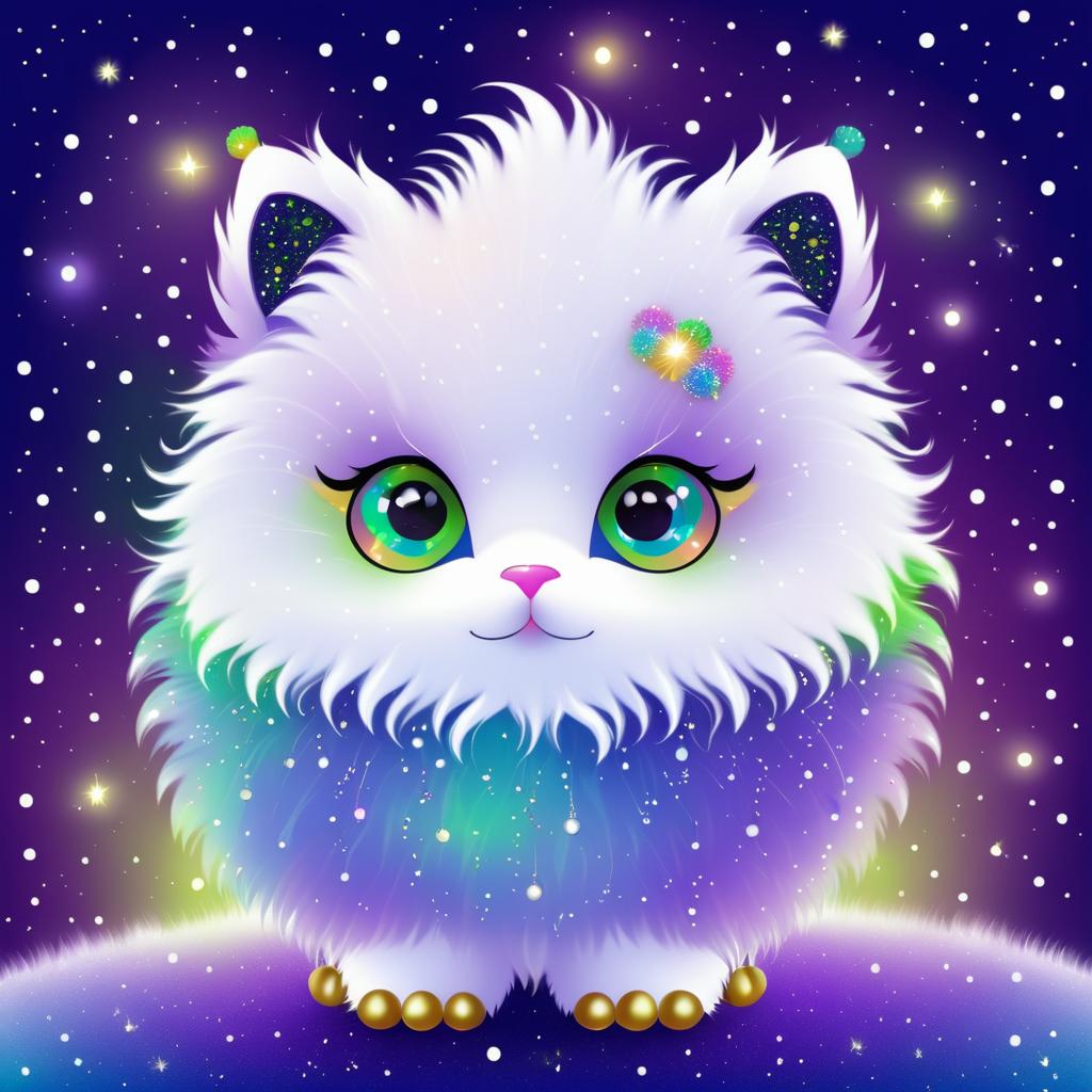 Whimsical Fluffy Creature with Sparkles