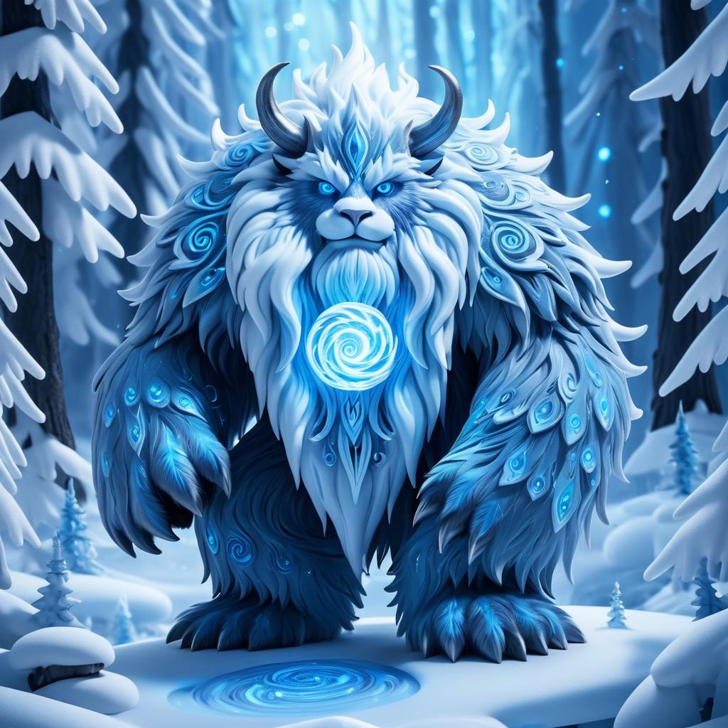 Mystical Yeti in Enchanting Snowy Landscape