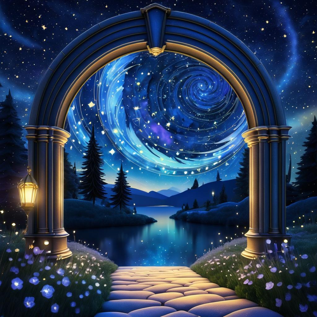 Fantasy Portal Among Starry Night Sky