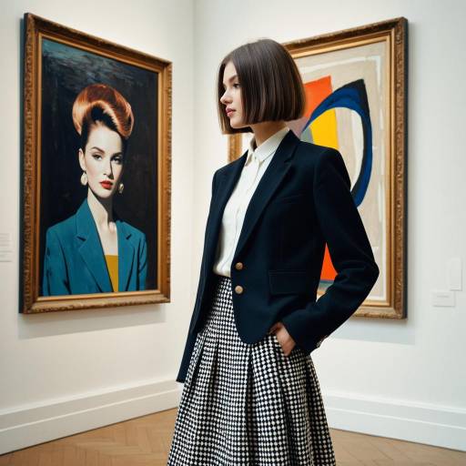 Fashion Model in Vintage Blunt Cut Style