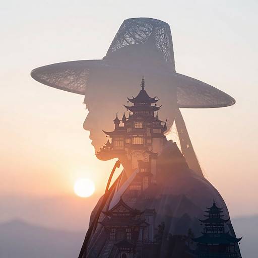 Double Exposure Oriental Fantasy Mage