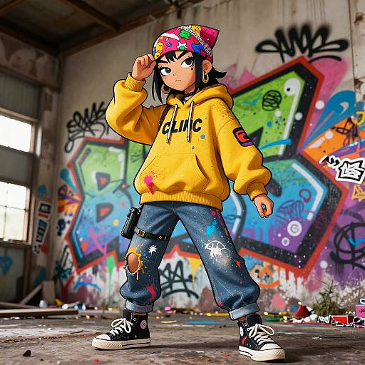 Funky Asian Female Street Artist