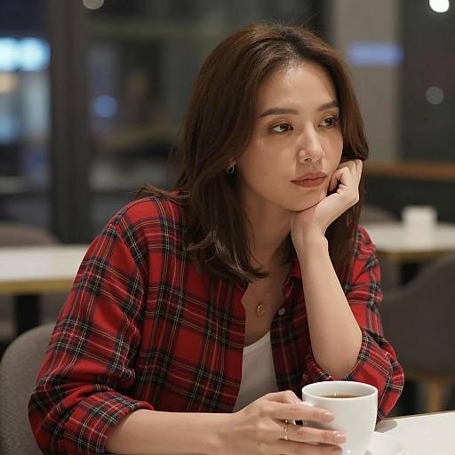 Contemplative Woman in Cozy Setting