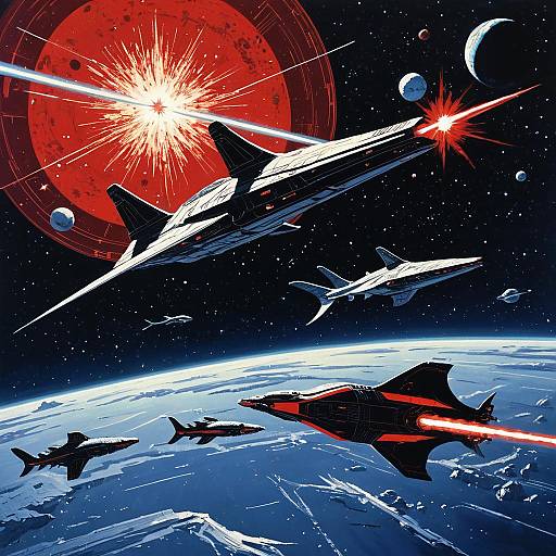 Space Battle with Ichthyosaur-Shaped Fighters