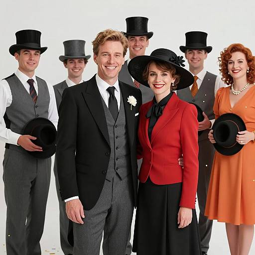 Celebratory Gathering of Six Formal Attires