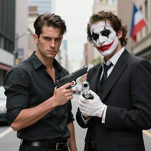 Two Men with Guns in Urban Setting