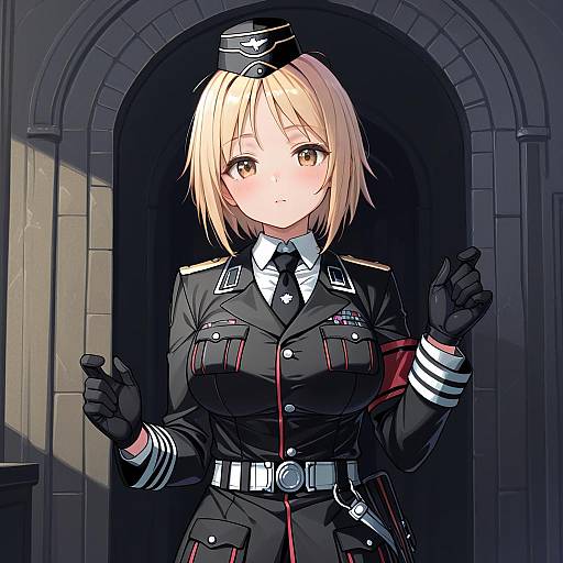 Illustration of Mp40 (girls' frontline), girls' frontline in the style of Saiste