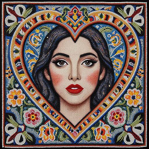 Intricate Beaded Heart Portrait