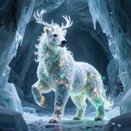 Majestic Crystal Antler Bear in Ice Cave