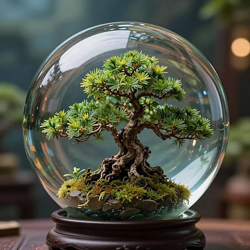 Hyper-Realistic Bonsai in Glass Ball