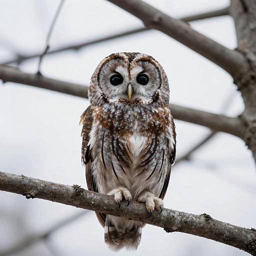 Barred Owl Perched on Tree Branch