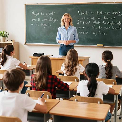 Realistic Classroom Scene with Students