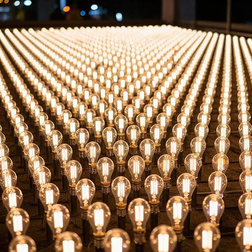 Infinite Rows of Warm Incandescent Lights
