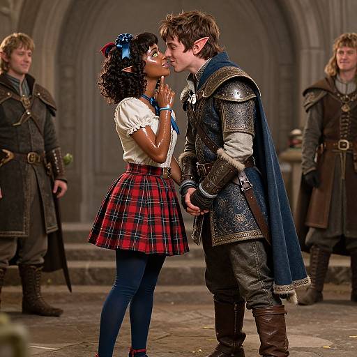 Romantic Elf Couple in Intricate Attire